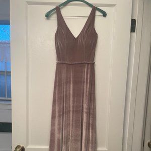 Morilee Madeline Gardner dress, Size 0, Latte color, Velvet